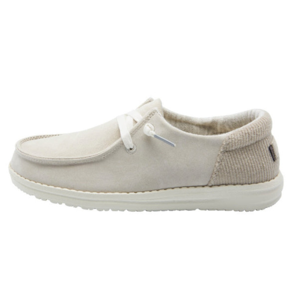 Hey Dude Shoes - Hey Dude Off-White Wendy Slip-On Suede Leather Cushioned Sneaker Shoe Size 7